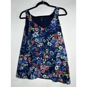 Cupio‎ Top Womens Medium Multi Color Floral Tunic Sleeveless Summer Classic